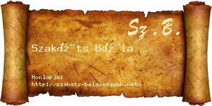 Szakáts Béla névjegykártya